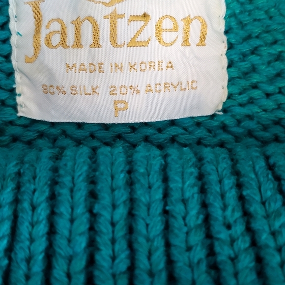 Jantzen Silk Knit Gradient Turtleneck Sweater in Teal Purple Ombre Size Small - Picture 6 of 8